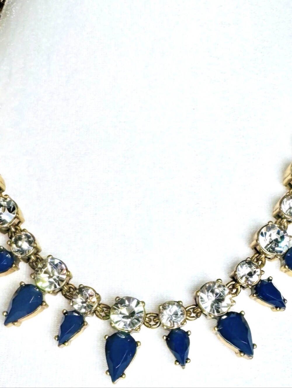 J. Crew Cobalt Blue Crystals & Rhinestones Tear Drop Necklace Statement